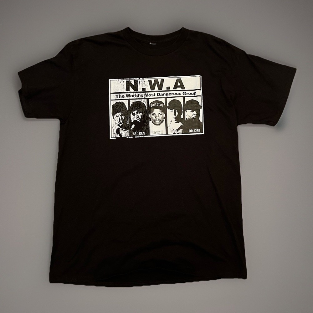 NWA The Worlds Most Dangerous Group T Shirt Men's Medium Black Hip Hop Classic
